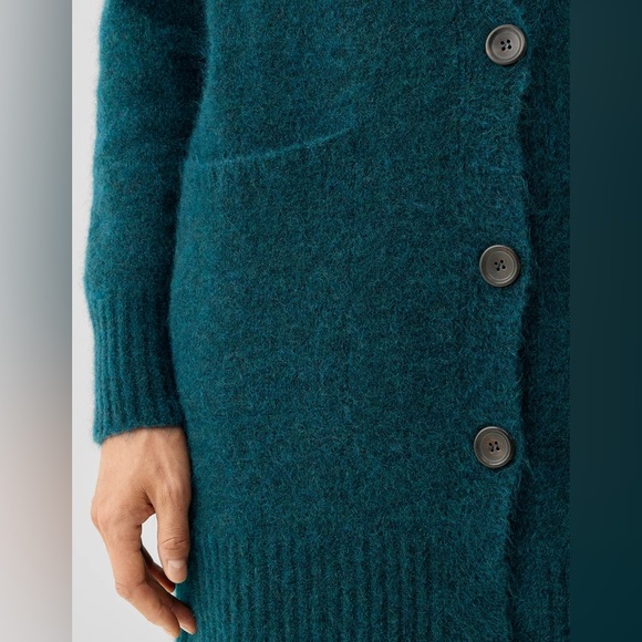 NWT Eileen Fisher Mohair Plush Melange V-Neck Cardigan - Picture 5 of 5